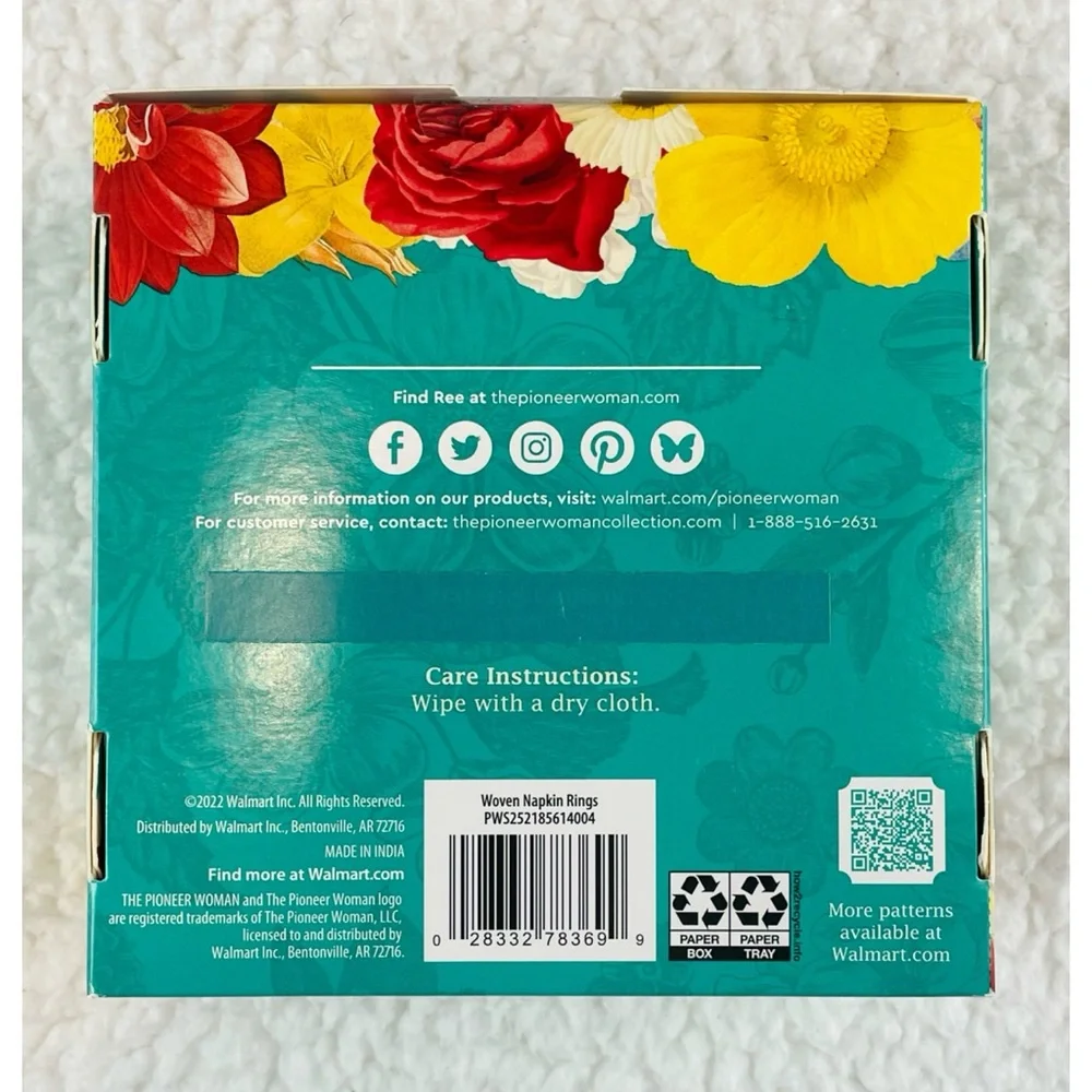 (NIB) THE PIONEER WOMAN • Multicolored Woven Napkin Ring Set - Picture 3 of 10